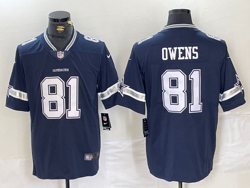 Men Dallas Cowboys 81 Owens Blue Second generation 2024 Nike Vapor Limited NFL Jersey style 1